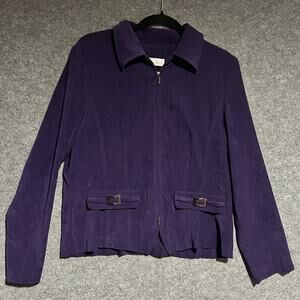 VTG Dressbarn Plum Purple Zip Front Jacket Blazer Medium Career Office Wear
